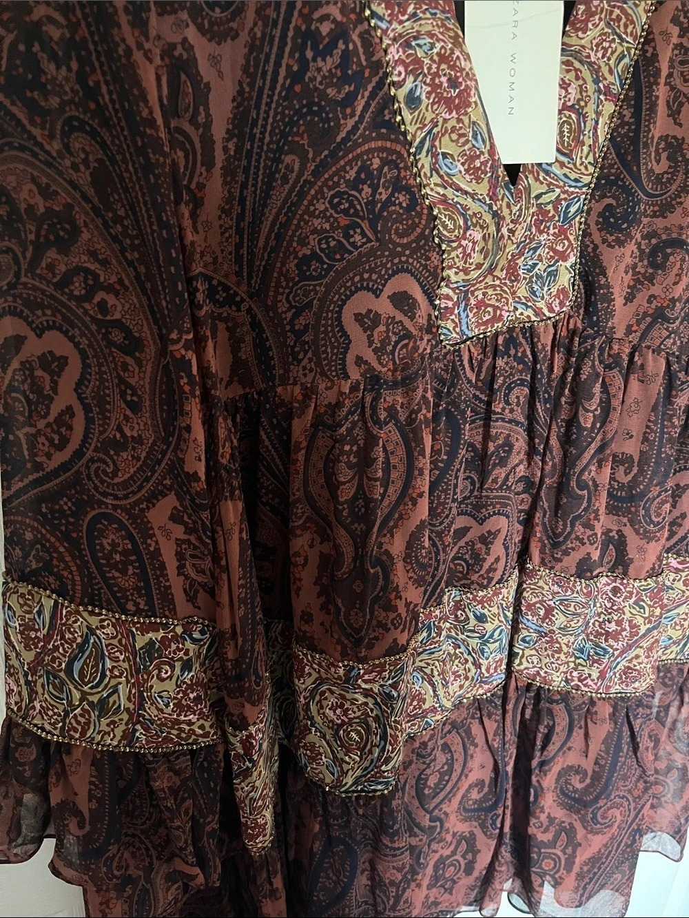 Zara Paisley Mini Dress Large NWT - Picture 6 of 6